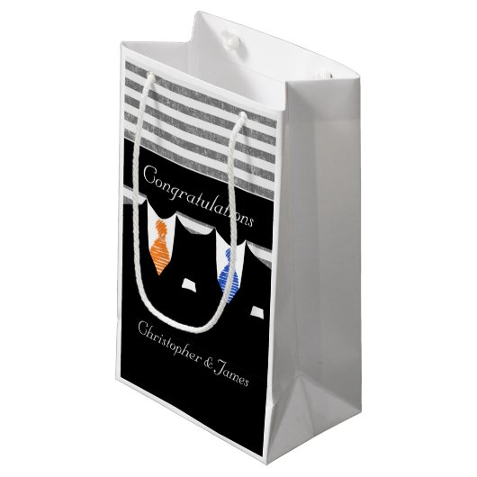 de heer Suits Wedding Personalized Blue Oranje Klein Cadeauzakje (Voorkant Gekanteld)