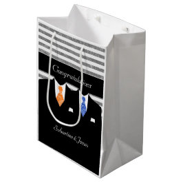 de heer Suits Wedding Personalized Blue Oranje Medium Cadeauzakje