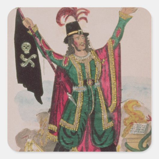 De heer T.P.Cooke in de rol van de vliegende Neder Vierkante Sticker (Voorkant)