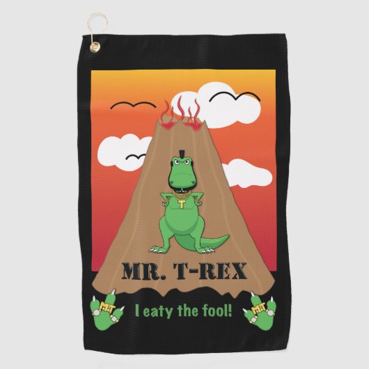 de heer T-Rex Golf Towel Golfhanddoek (Voorkant)