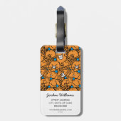 de heer Tickle | Oranje kaarspatroon Bagagelabel (Achterkant verticaal)