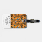 de heer Tickle | Oranje kaarspatroon Bagagelabel (Achterkant horizontaal)