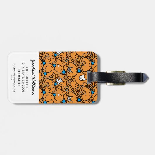 de heer Tickle | Oranje kaarspatroon Bagagelabel (Achterkant horizontaal)