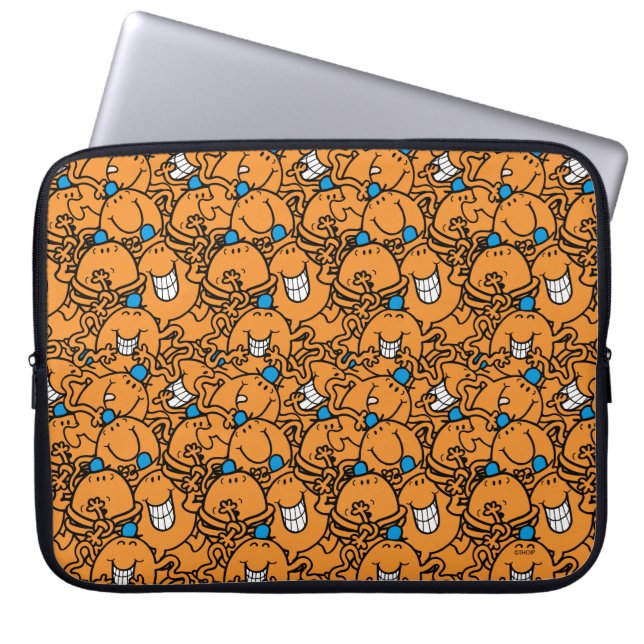 de heer Tickle | Oranje kaarspatroon Laptop Sleeve (Voorkant)