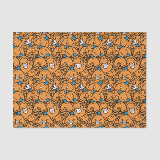 de heer Tickle | Oranje kaarspatroon Tissuepapier (Voorkant)