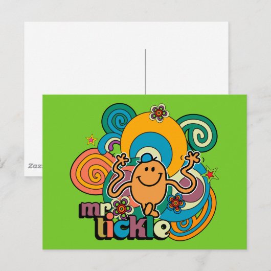 de heer Tickle | Psychedelic Swirls, Stars & Flowe Briefkaart (Voorkant / Achterkant)