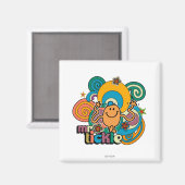 de heer Tickle | Psychedelic Swirls, Stars & Flowe Magneet (Voorkant / Achterkant)