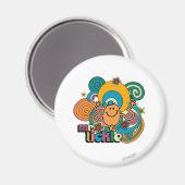 de heer Tickle | Psychedelic Swirls, Stars & Flowe Magneet (Voorkant / Achterkant)