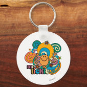 de heer Tickle | Psychedelic Swirls, Stars & Flowe Sleutelhanger (Voorkant)