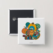 de heer Tickle | Psychedelic Swirls, Stars & Flowe Vierkante Button 5,1 Cm (Voorkant /achterkant)