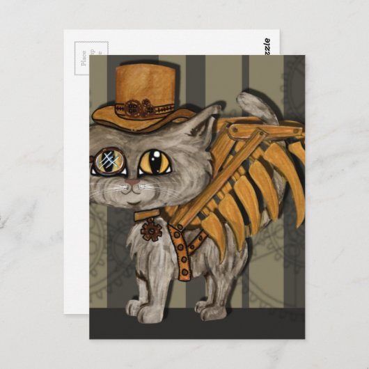 de heer Tipps Steampunk Cat Fairy Briefkaart (Voorkant / Achterkant)