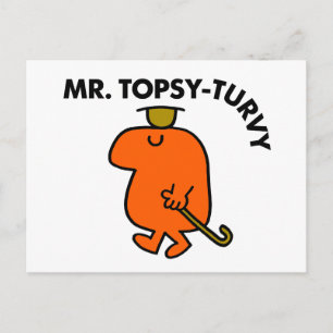 de heer Topsy-Turvy Ondersteboven Pet & Cane Briefkaart