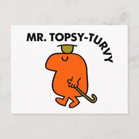 de heer Topsy-Turvy | Ondersteboven Pet & Cane Briefkaart (Voorkant)
