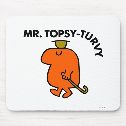 de heer Topsy-Turvy | Ondersteboven Pet & Cane Muismat (Voorkant)