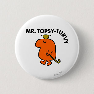 de heer Topsy-Turvy Ondersteboven Pet & Cane Ronde Button 5,7 Cm