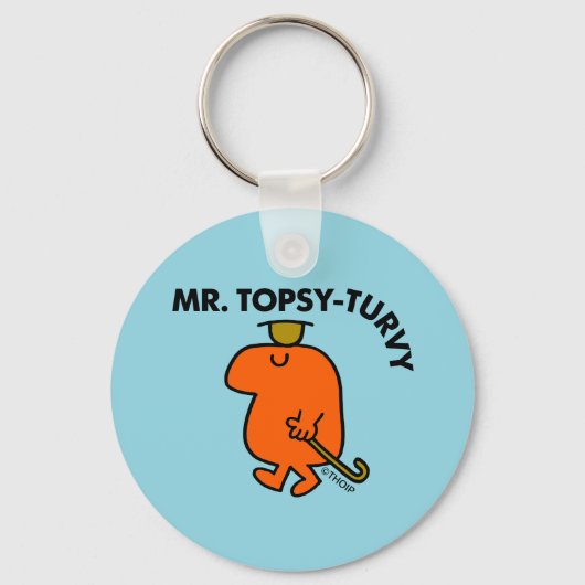 de heer Topsy-Turvy | Ondersteboven Pet & Cane Sleutelhanger (Voorkant)