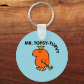 de heer Topsy-Turvy | Ondersteboven Pet & Cane Sleutelhanger (Achterkant)