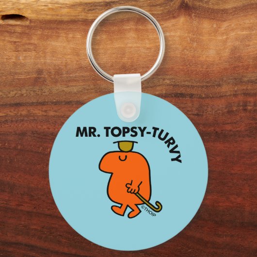 de heer Topsy-Turvy | Ondersteboven Pet & Cane Sleutelhanger (Voorkant)