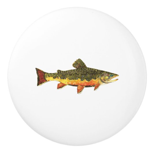 de heer Trout Whiskers' Brookie, salvelinus fontin Keramische Knop (Voorkant)