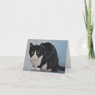 de heer Tuxedo Black and White Cat Art Note Card Kaart