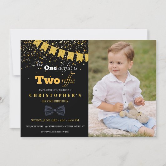 de heer Tworiffic Birthday Party Photo Invitation Kaart (Voorkant)