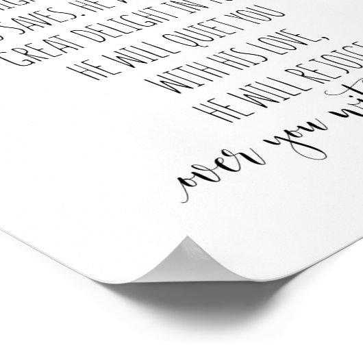 De Heer Uw God is bij u, Zephaniah 3:17 Poster (Hoek)