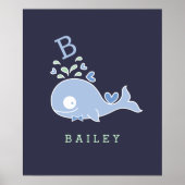 de heer Whale Bow Stropdas Monogram Boy Nursery Wa Poster (Voorkant)