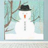 de heer Winter Snowman Canvas Afdruk (Insitu (Houten vloer))