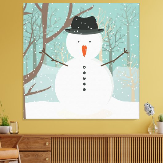 de heer Winter Snowman Canvas Afdruk (Insitu (Woonkamer))