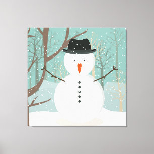 de heer Winter Snowman Canvas Afdruk