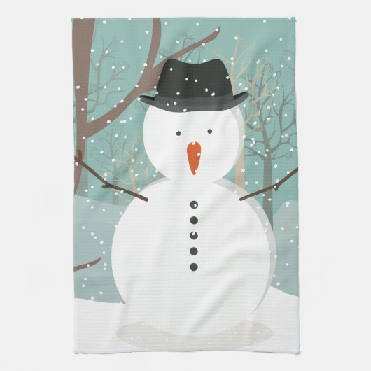 de heer Winter Snowman Theedoek (Verticaal)