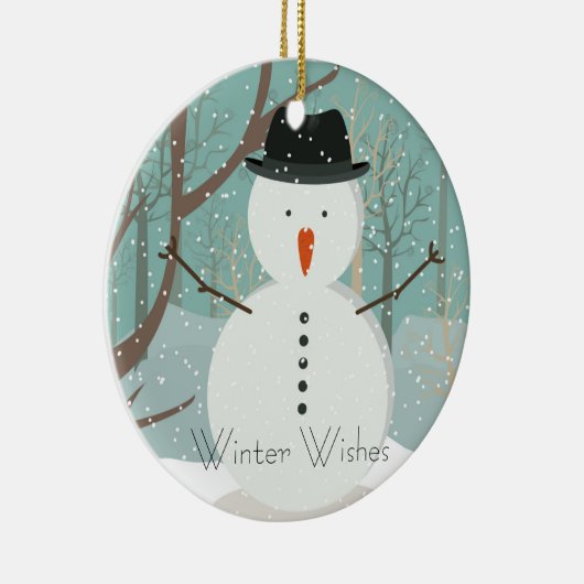 de heer Winter Wish Snowman Ornament Round (Rechts)