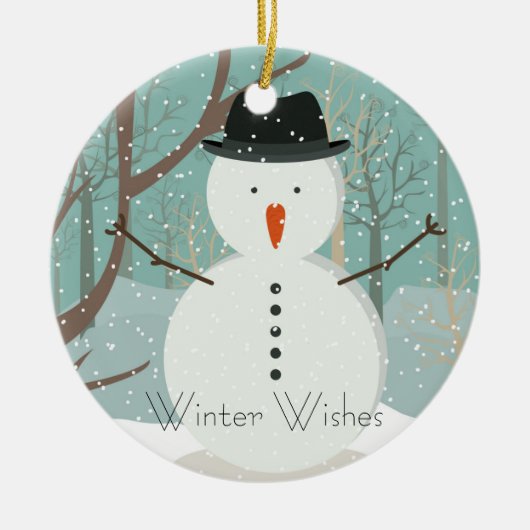 de heer Winter Wish Snowman Ornament Round (Voorkant)