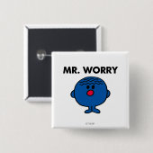 de heer Worry Classic Vierkante Button 5,1 Cm (Voorkant /achterkant)