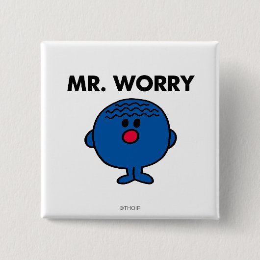 de heer Worry Classic Vierkante Button 5,1 Cm (Voorkant)