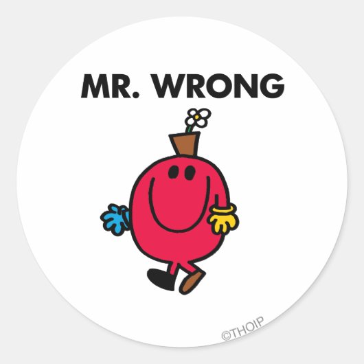 de heer Wrong Classic Ronde Sticker (Voorkant)