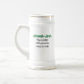 De Heer zal Bijbel Verse Groen en Wit verstrekken Bierpul (Links)