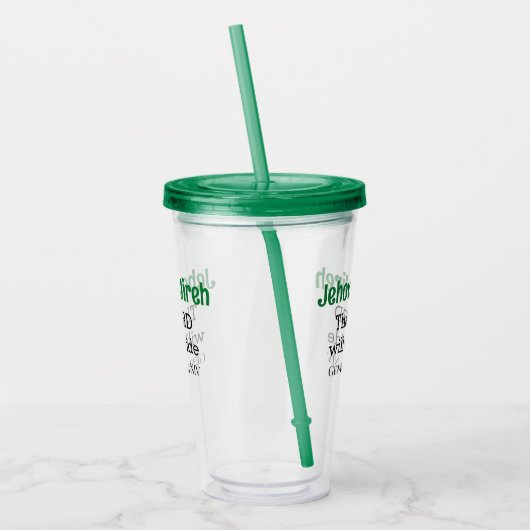 De Heer zal Bijbel Verse Groen en Zwart verstrekke Acryl Drinkbeker (Links)