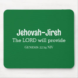 De Heer zal de Bijbel Verse Dark Green Muismat