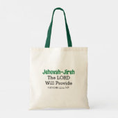 De Heer zal de Bijbel Verse Dark Green Tote Bag (Achterkant)