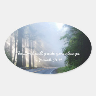 De Heer zal je altijd begeleiden Ovale Sticker