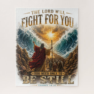 De Heer zal voor u vechten exodus 14:14 puzzel. Legpuzzel
