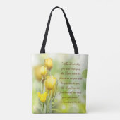 De Heer zegene u Bijbelvers Gele Tulpen Tote Bag (Achterkant)