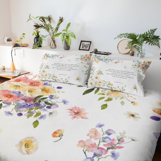 De Heer zegene u | Christelijke bloemmotieven Kussensloop