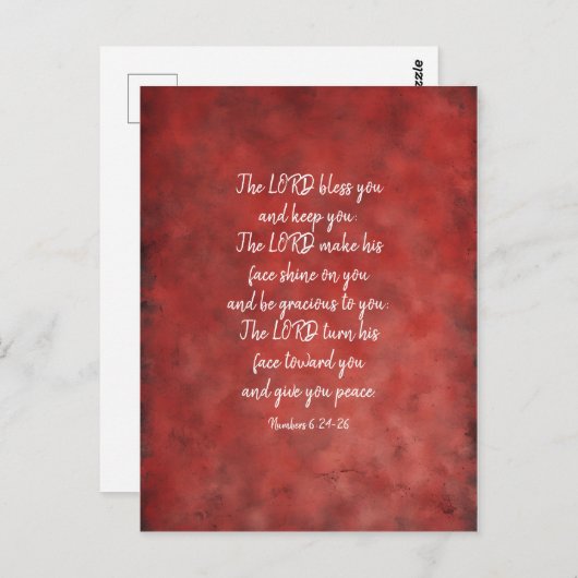De Heer zegene u en houdt u aan bijbelstudie Briefkaart (Voorkant / Achterkant)