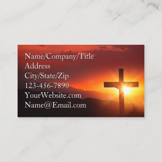 De Heer zegene u gebed Zonsondergang Kruis Bijbelv Visitekaartje (Achterkant)