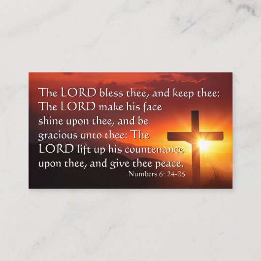 De Heer zegene u gebed Zonsondergang Kruis Bijbelv Visitekaartje (Voorkant)