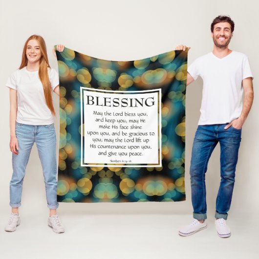 DE HEER ZEGENE U Numeri 6:24-26 BLAUW Fleece Deken (In situ)