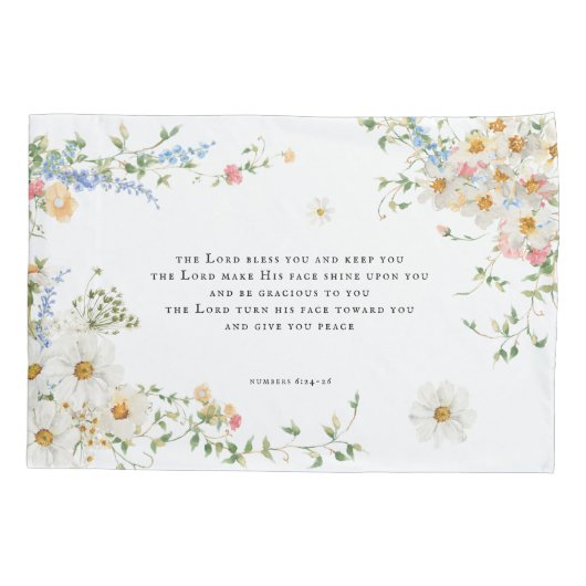 De Heer zegent u | Bloemen Christelijk Kussensloop (Achterkant)