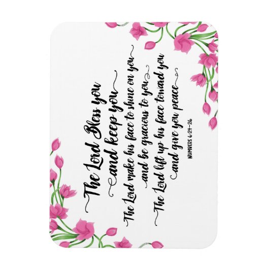 De Heer zegent u en houdt u magneet w / bloemen (Verticaal)